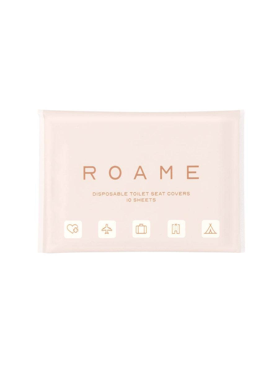 Disposable travel toilet seat covers pack, flat pouch product shot on white