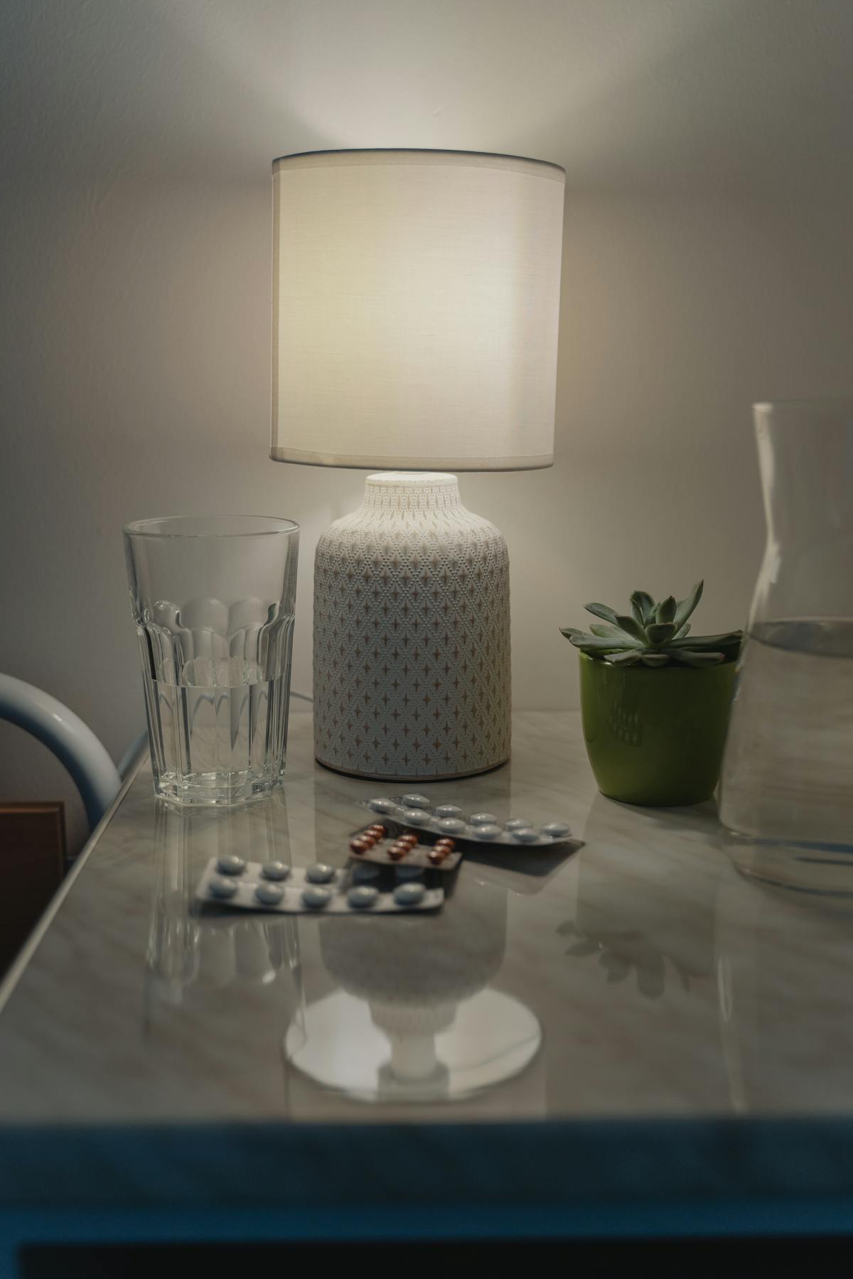 Crystal Touch Table Lamp with warm ambient light on bedside table
