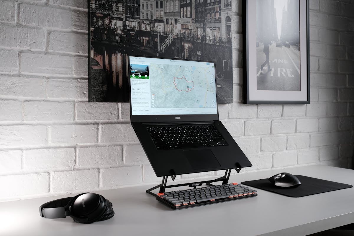 Ergonomic Aluminum Laptop Stand on clean desk workspace setup
